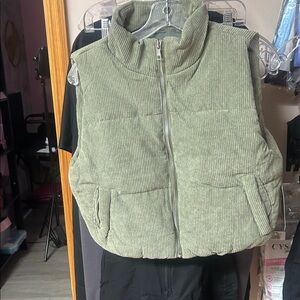 Green Corduroy Puffer Vest